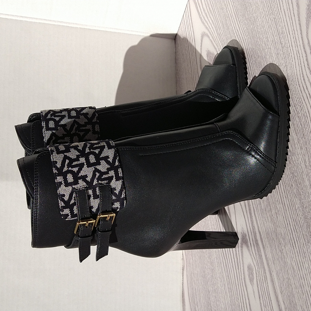 DKNY Black Brooke Peep Toe Ankle Booties